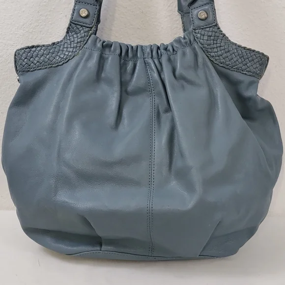 💥FINAL PRICE💥 Allison Scott Blue-Gray Pleated Leather Shoulder Bag - Picture 3 of 16